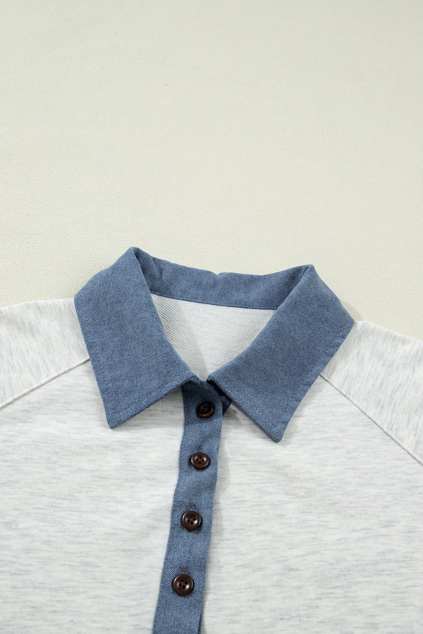 Denim Color Patchwork Polo Top | S-XL