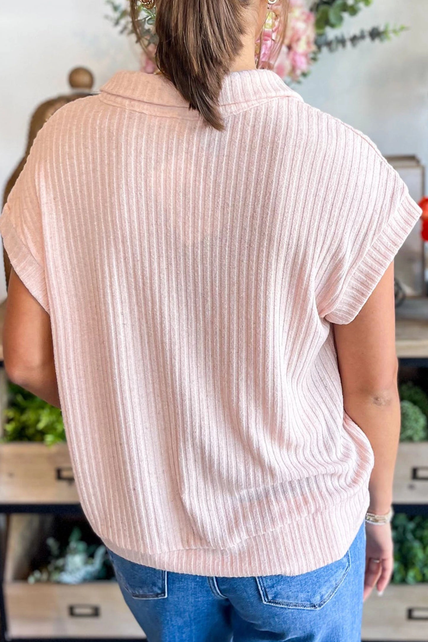 Sunny Day Collared Ribbed Pocket Top | S-XL