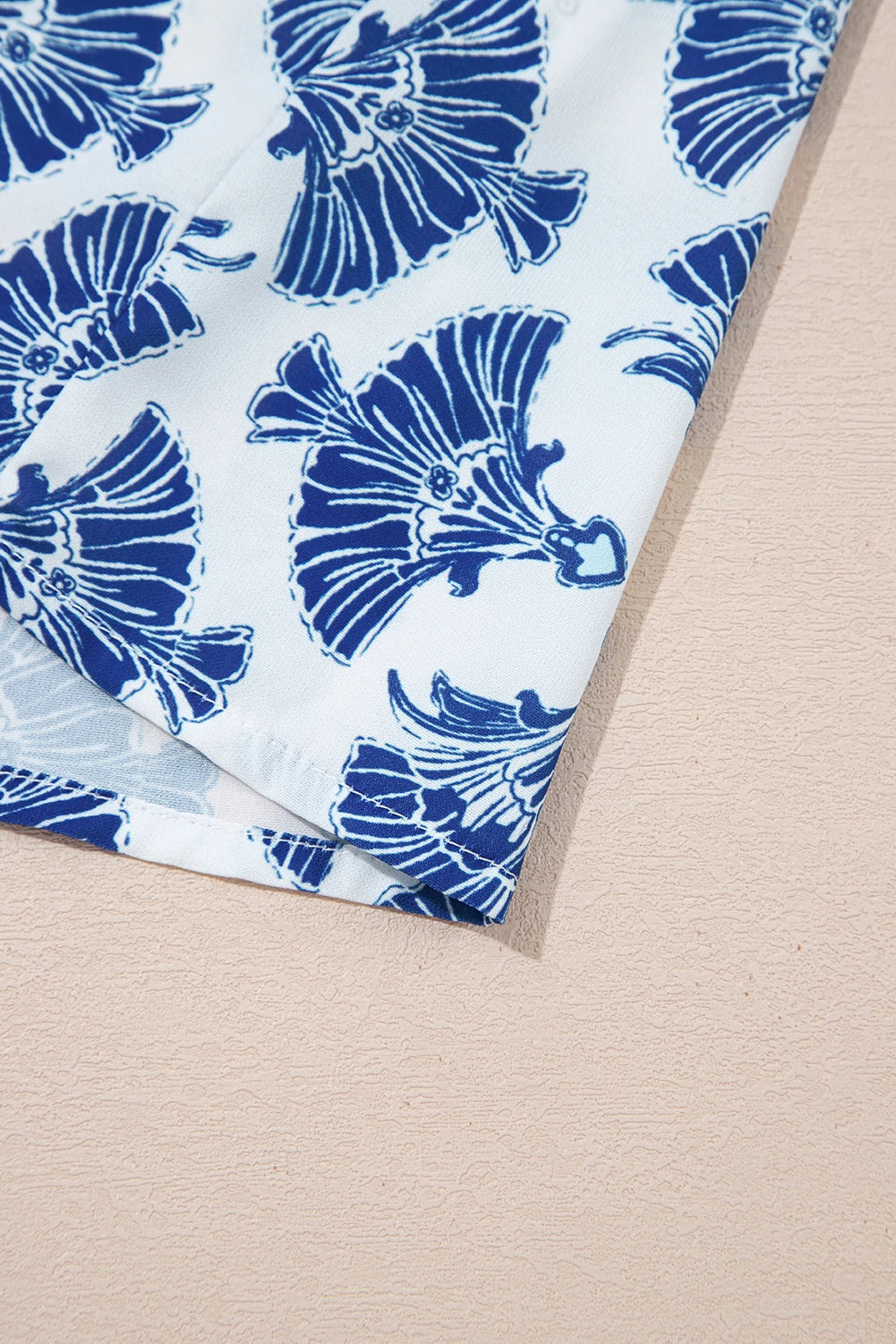 Geometric Print Tassel Drawstring  Blouse