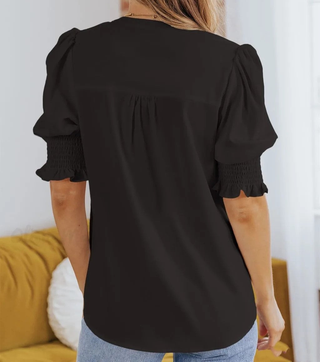 Half Sleeve V-Neck Blouse