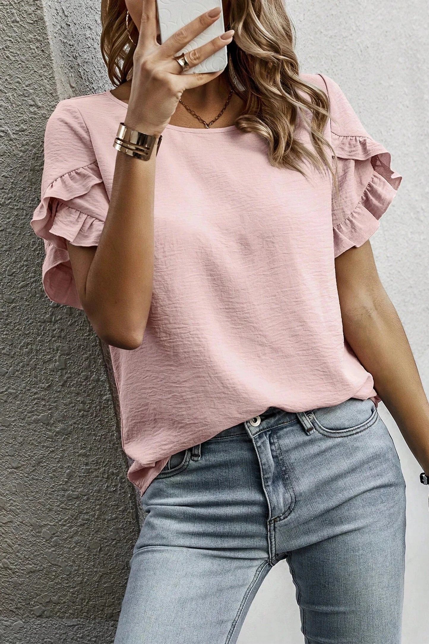 Ruffle Charm Short Sleeve Blouse | S-XL