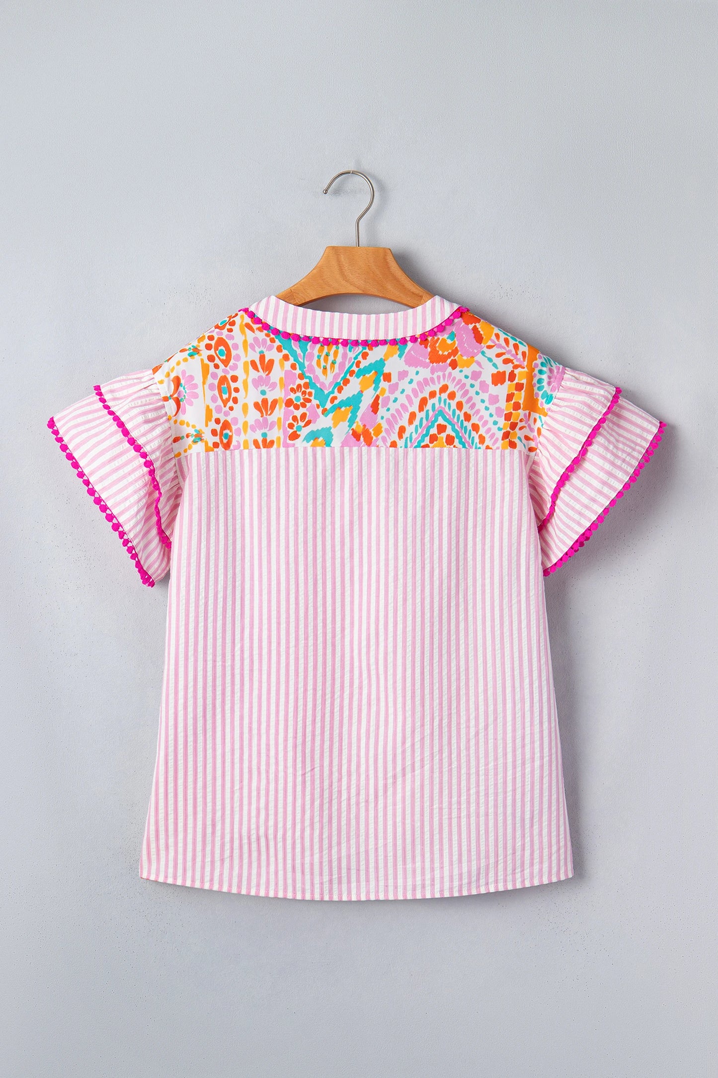 Boho Mixed Print Tiered Short Sleeve Blouse | S-XL