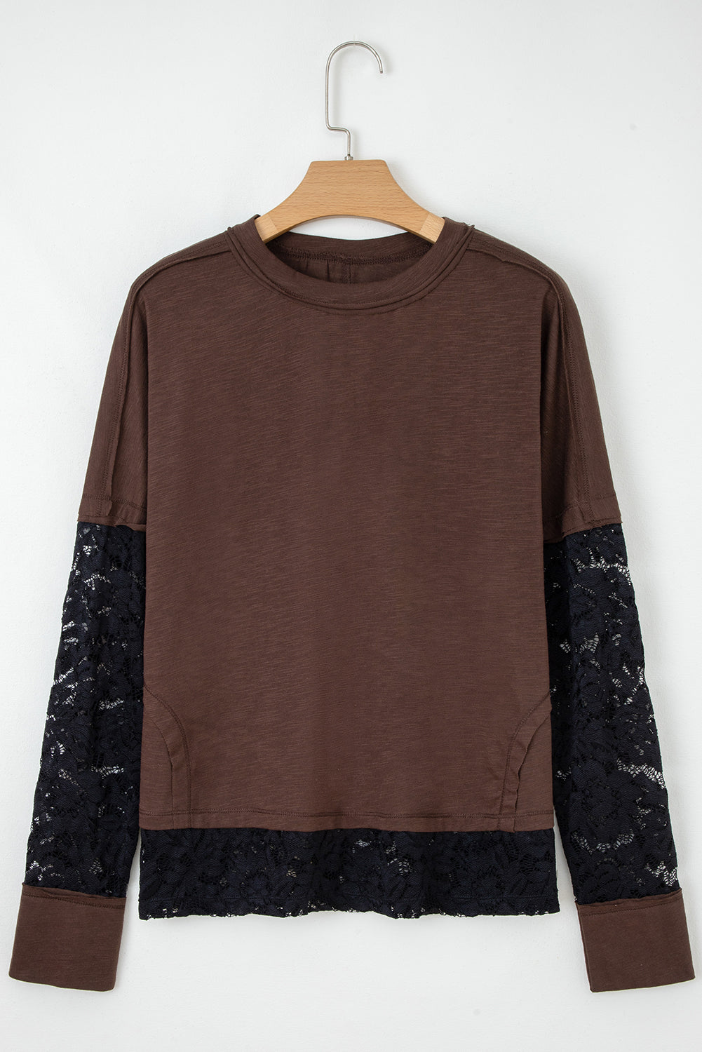 Sheer Lace Patchwork Casual Long Sleeve Tee | S- XL