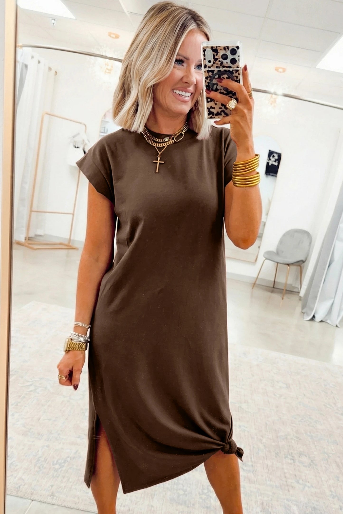 Solid Color Side-Slit Maxi Dress | S-XL