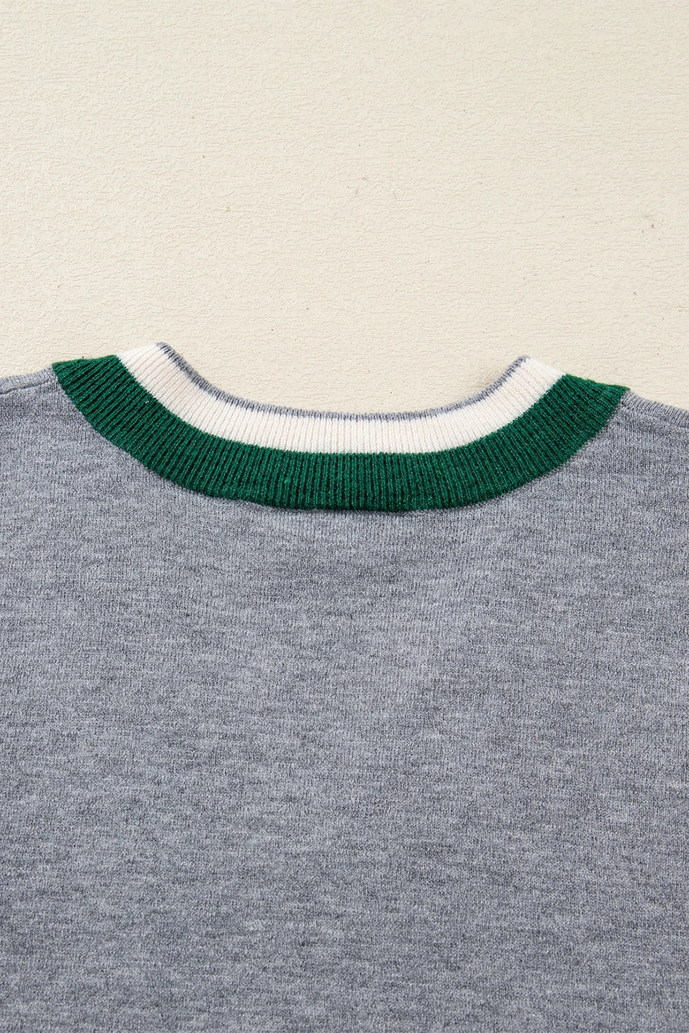 Contrast Striped Trim V Neck Varsity Light Sweater | S-XL