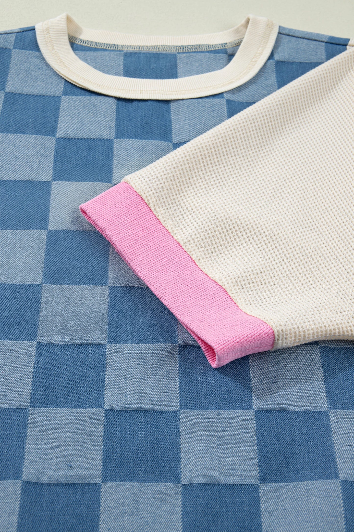 Checkerboard Denim Chic Top | S-XL