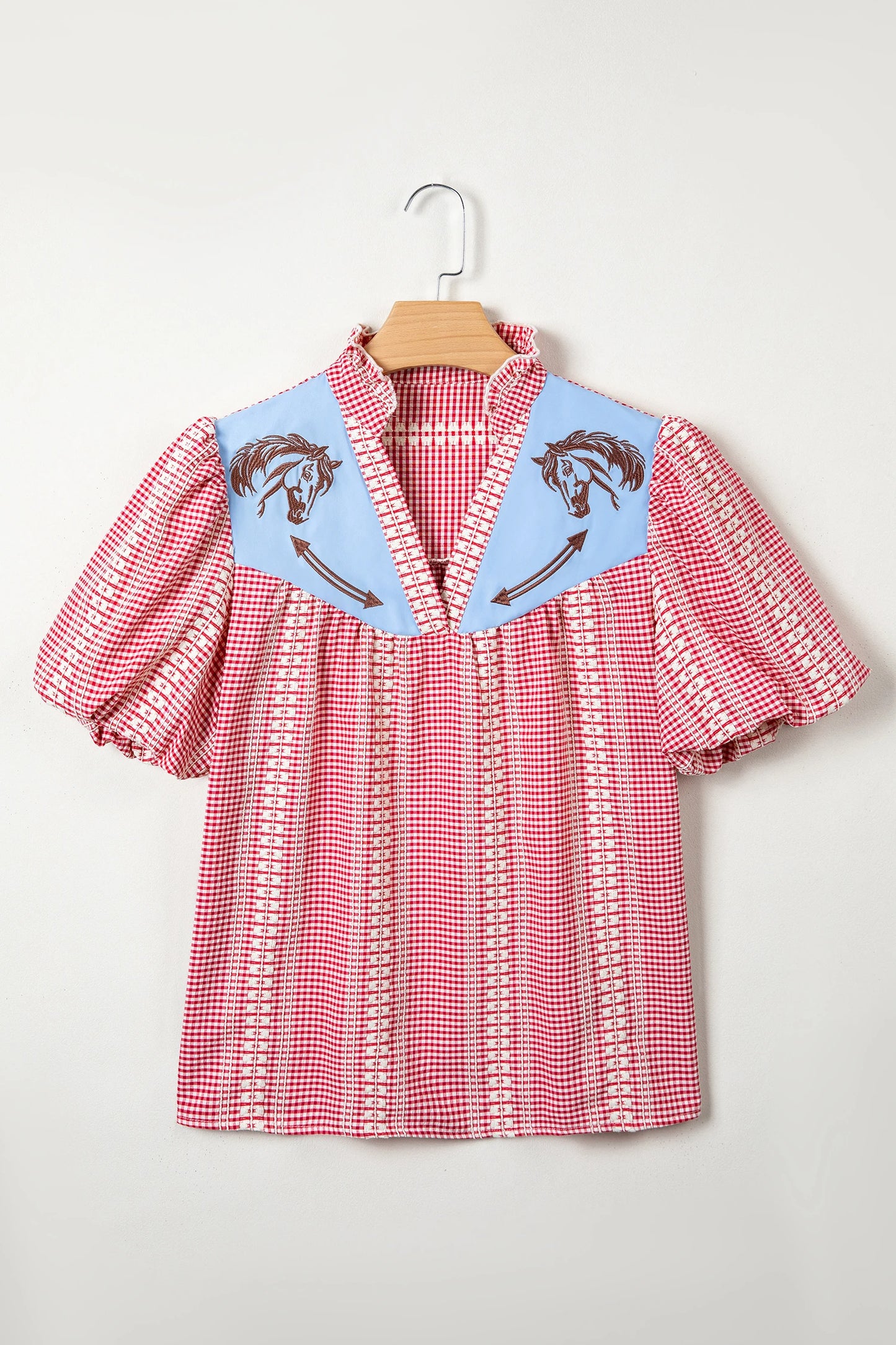 Pony Embroidered Western Yoke Blouse | S-XL