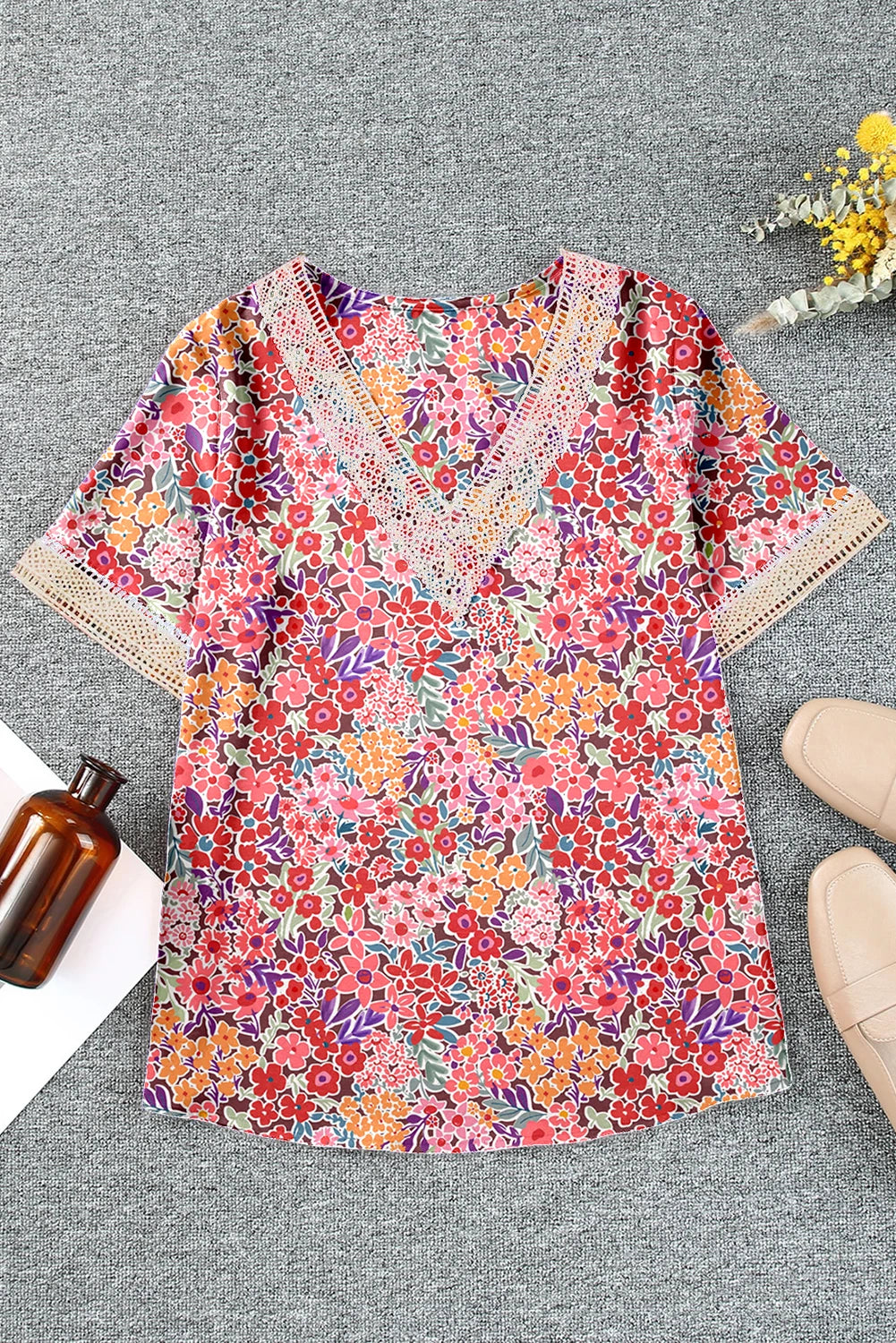Delicate Lace Trim V-Neck Blouse | S-XL