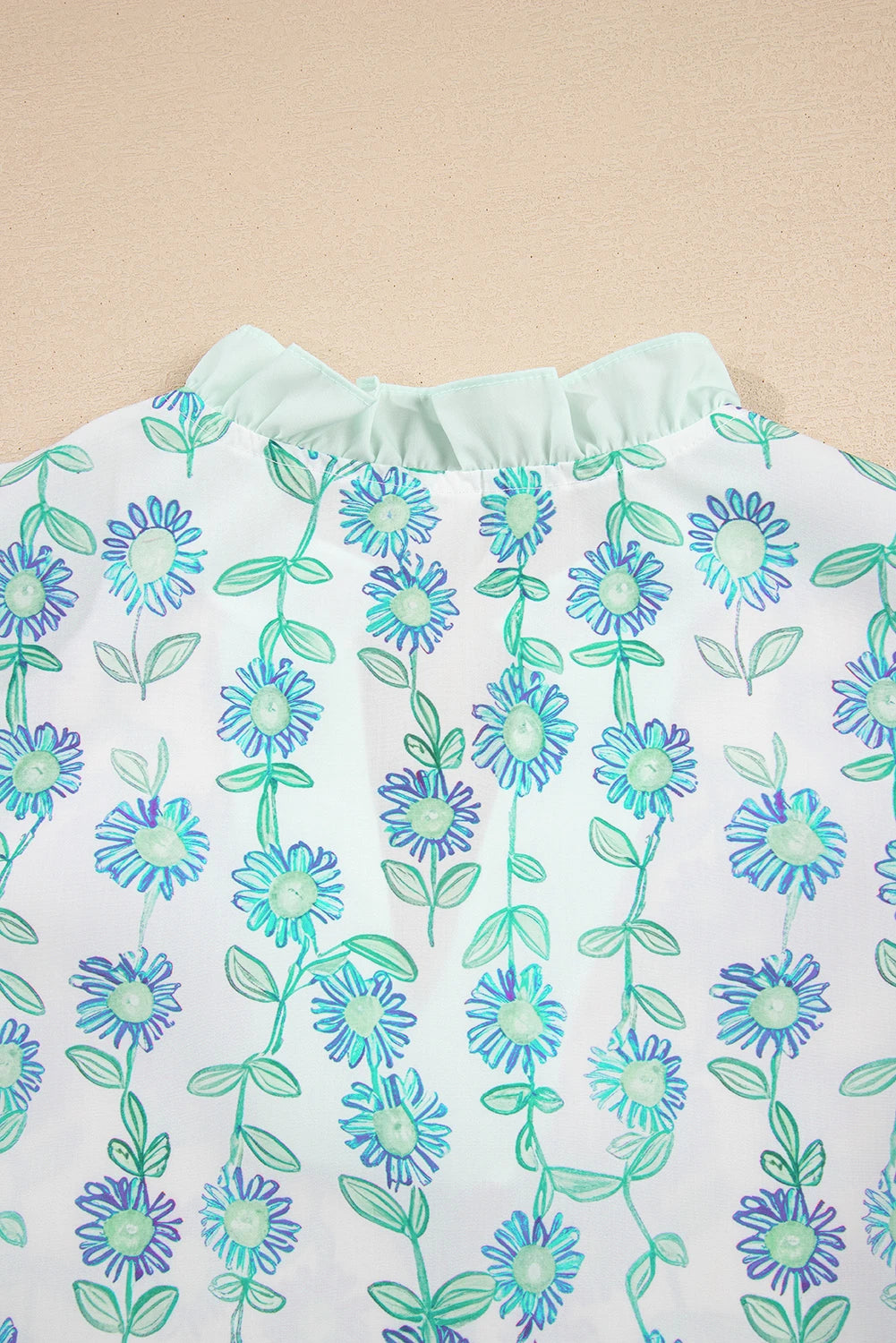 Floral Print Patchwork Flutter Sleeve Blouse | S-XL