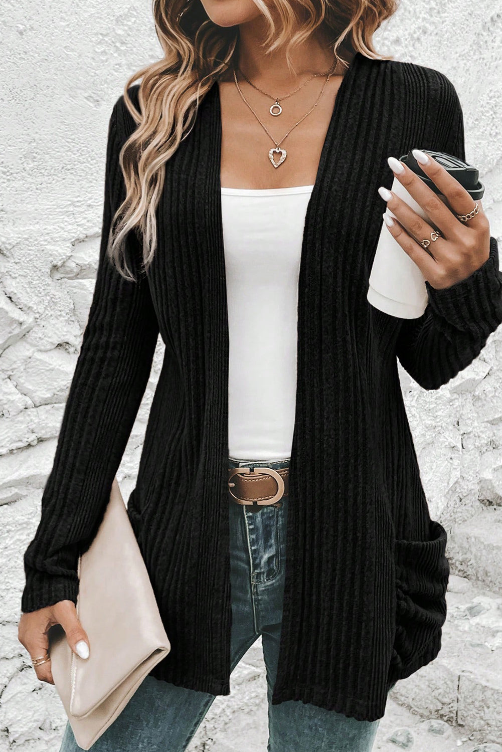 Everyday Ribbed Pocket Cardigan | S-XL
