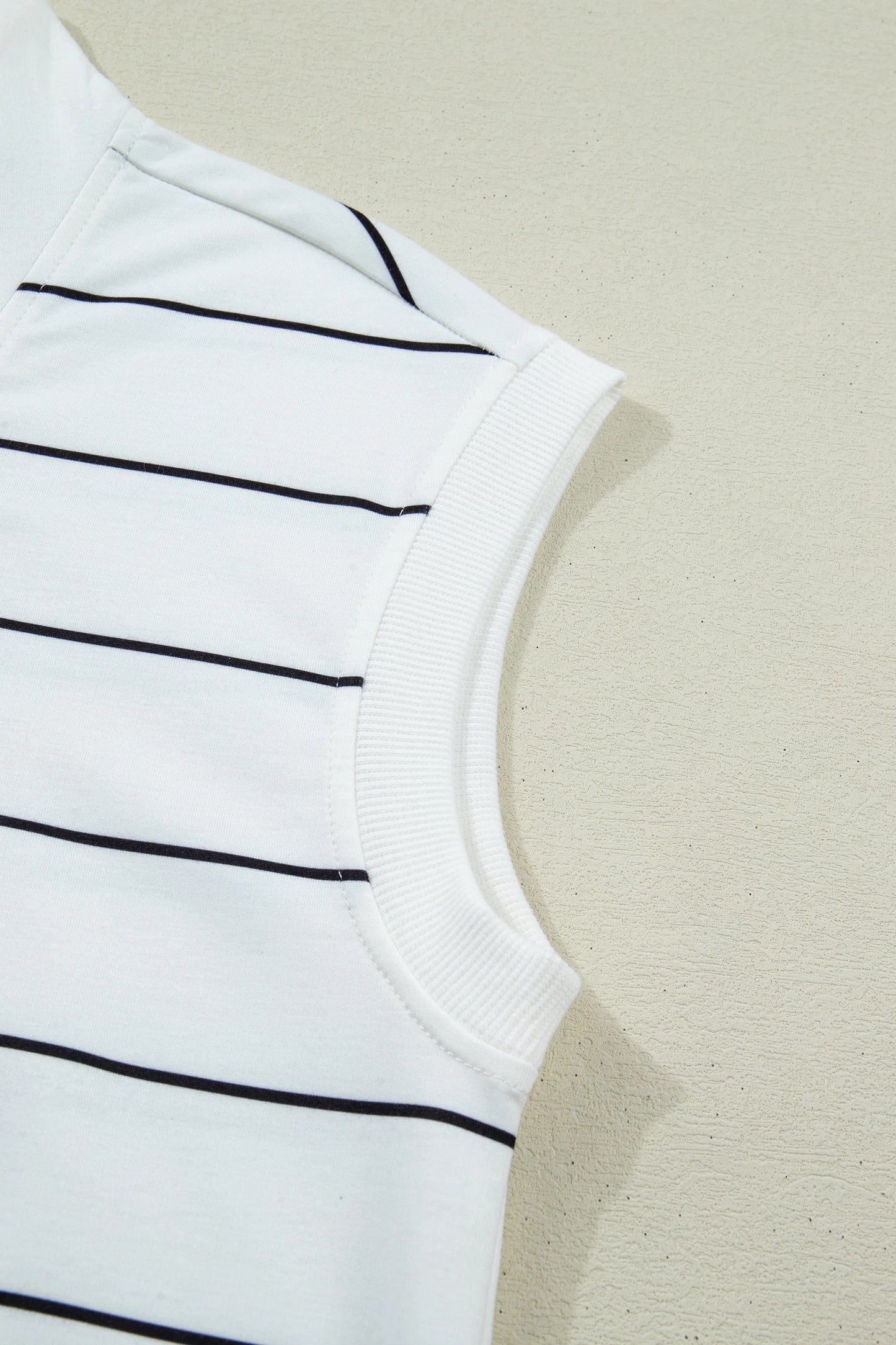 Zip Front Striped V-Neck Sleeveless Top | S-XL