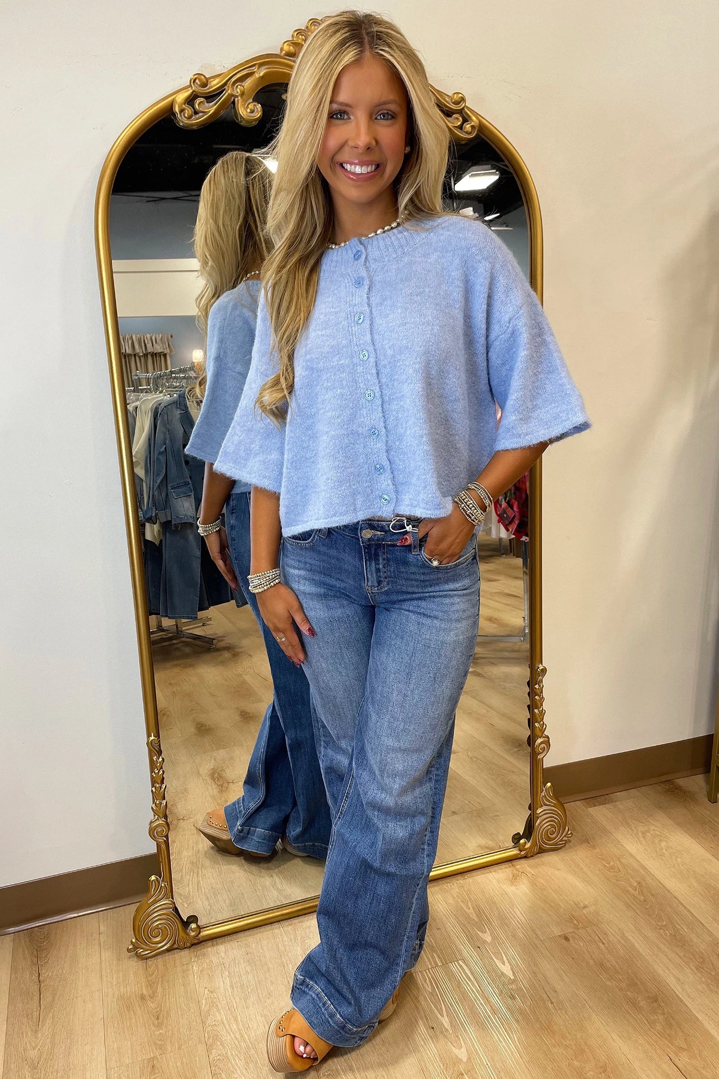 Modern Boxy 3/4 Sleeve Button Cardigan | S-XL