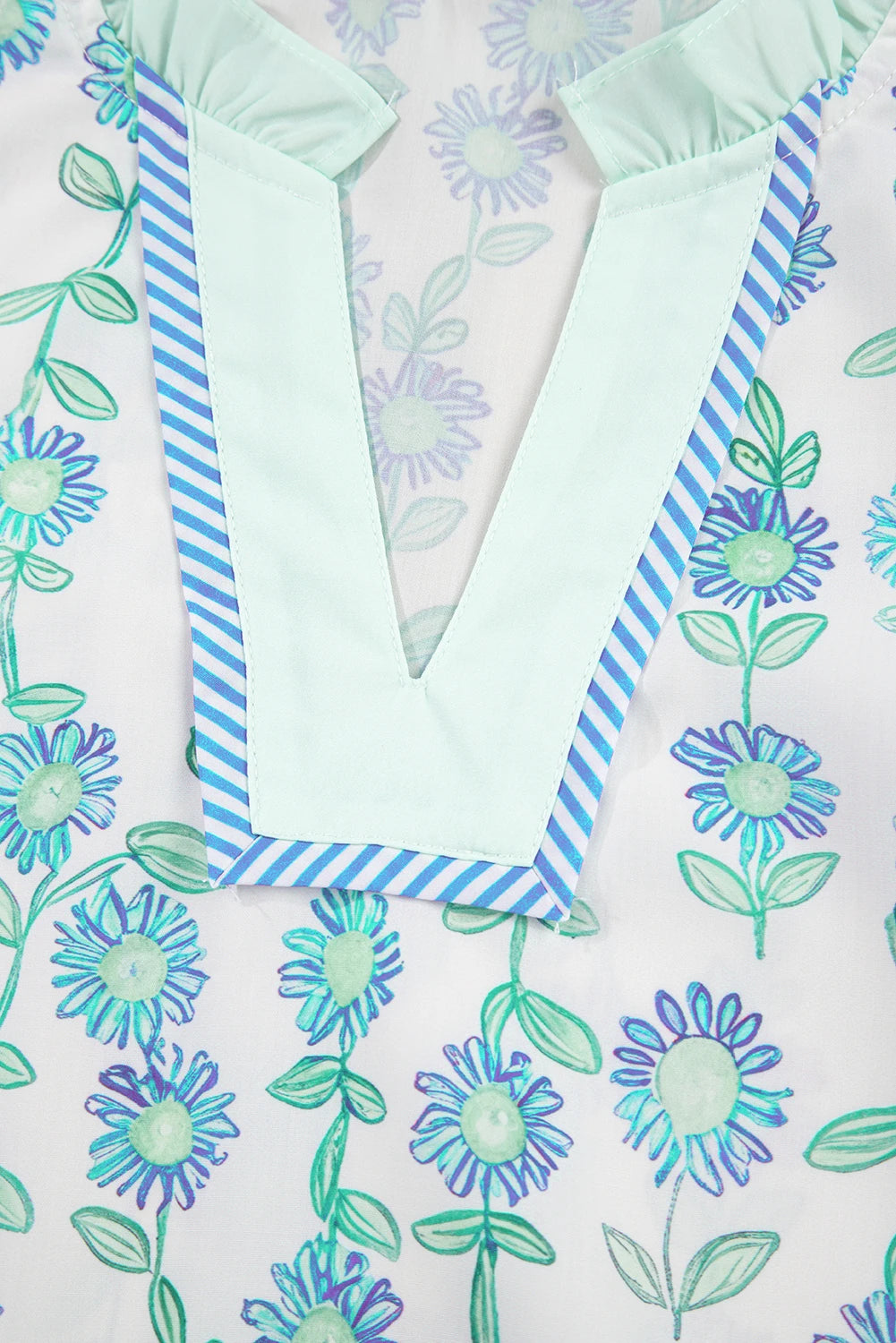 Floral Print Patchwork Flutter Sleeve Blouse | S-XL