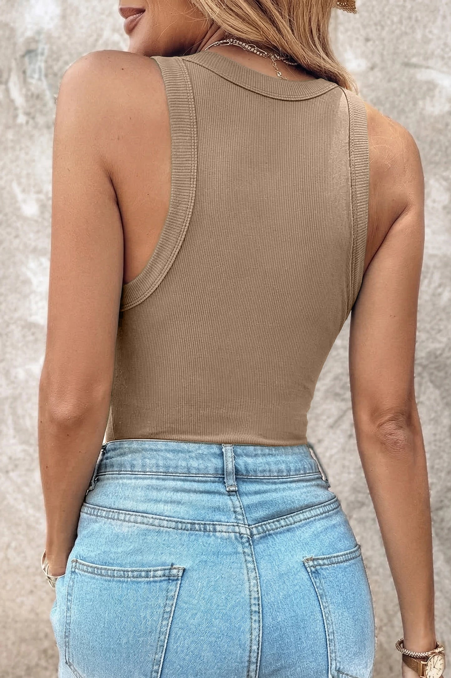Slim-Fit Ribbed Padded Tank Top | S-XL