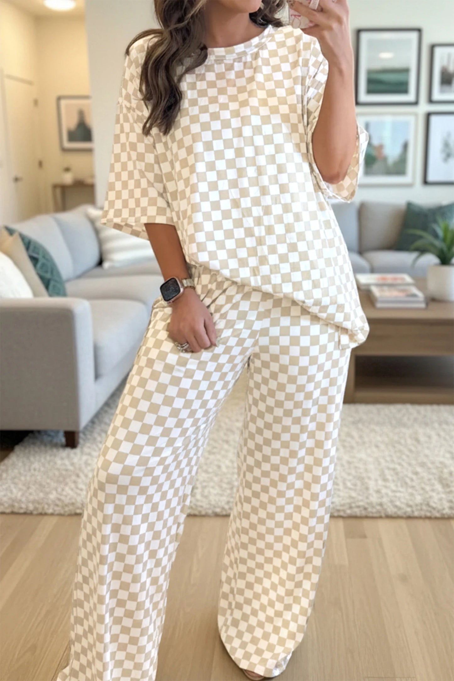 Checkered Spring 2pcs Lounge Pant Set | S-XL