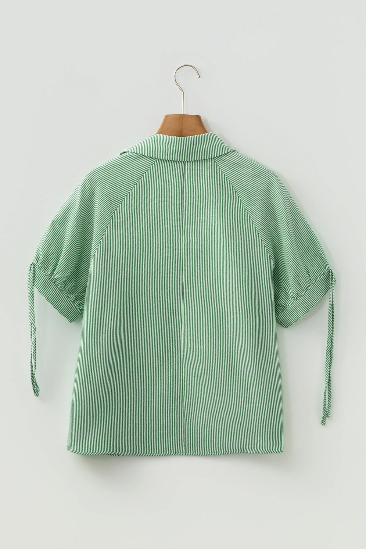 Striped Collared Split Neck Blouse | S-XL