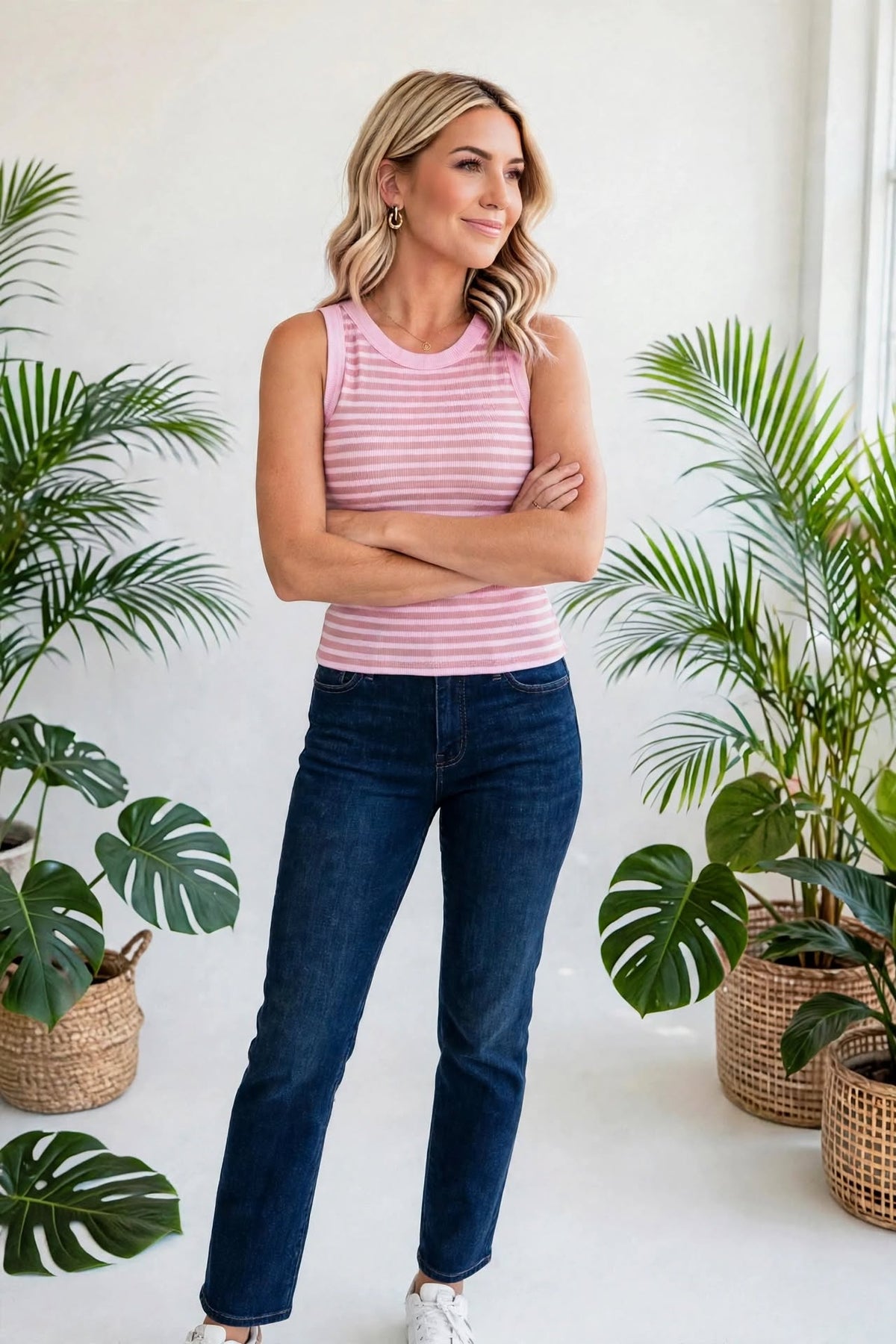 Slim Fit Ribbed Knit Sleeveless Top | S-XL