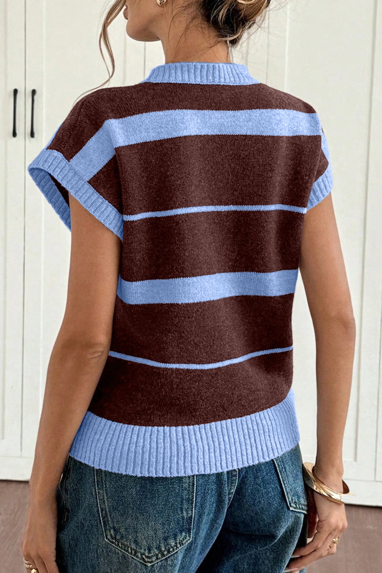 Classic Striped Short Sleeve Knit Top | S-XL