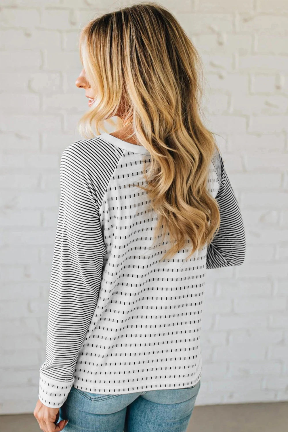 Easy Patchwork Stripe Raglan Top | S-XL