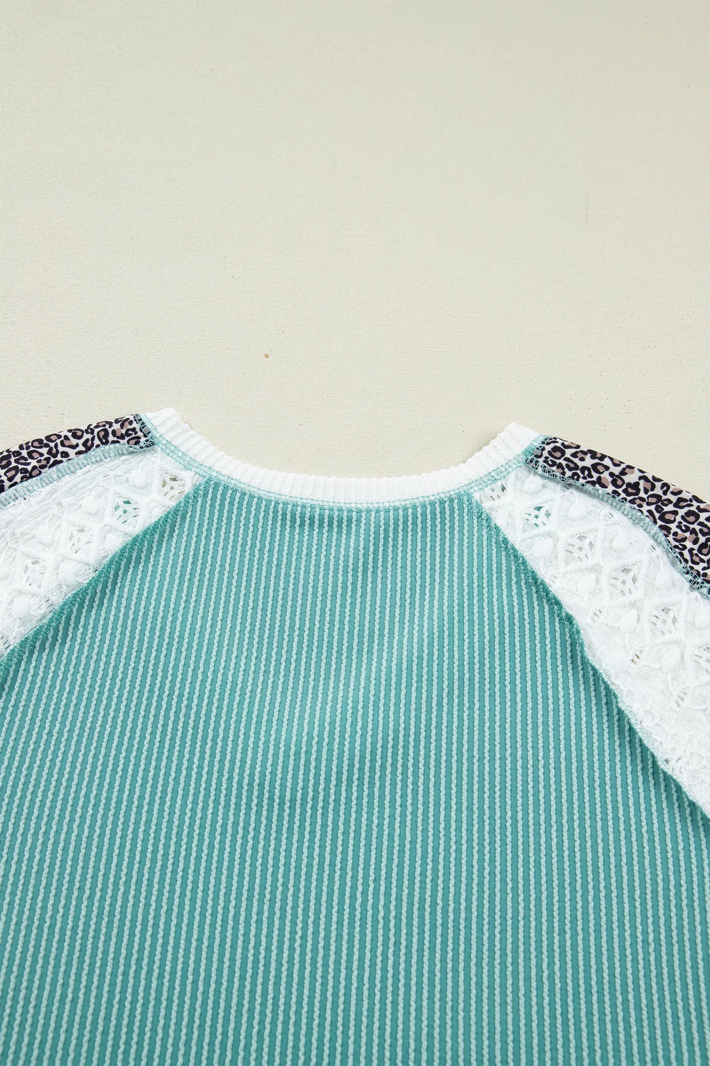 Leopard Lace Twist Ribbed Top | S-XL