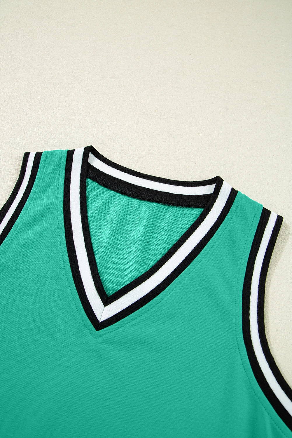 Contrast Trim V Neck Shift Sleeveless Mini Dress