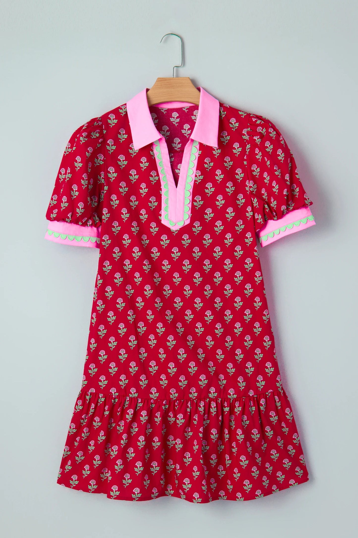 Petal Print Charm Mini Dress with Pockets | S-XL