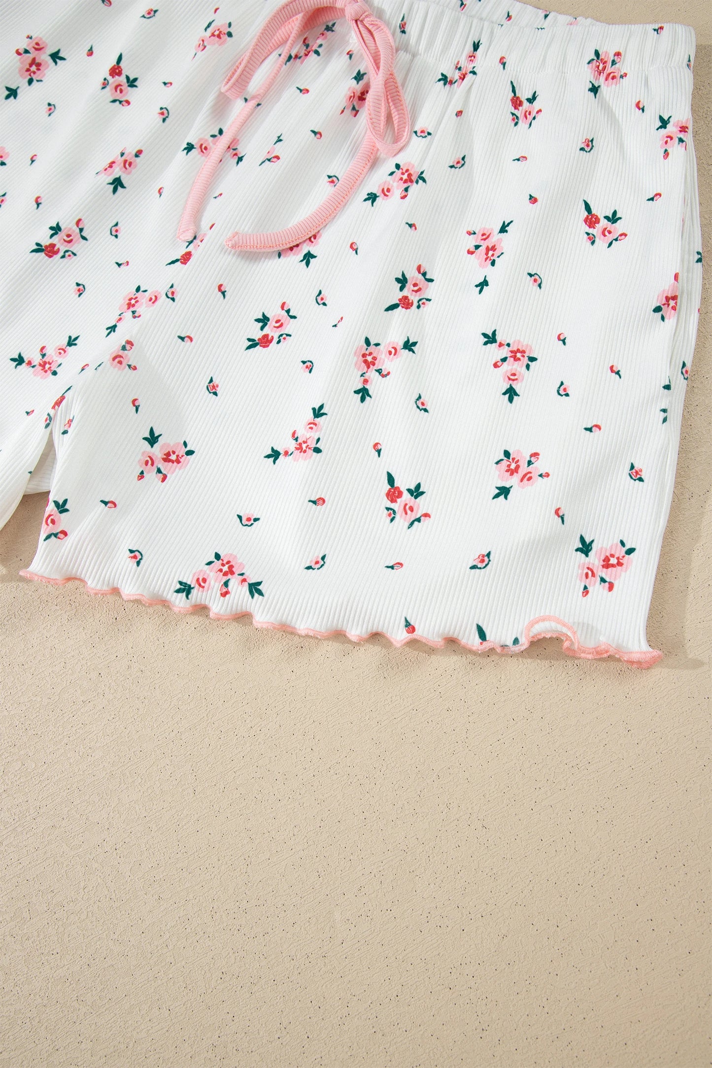 Floral Breeze Ribbed Lounge Set