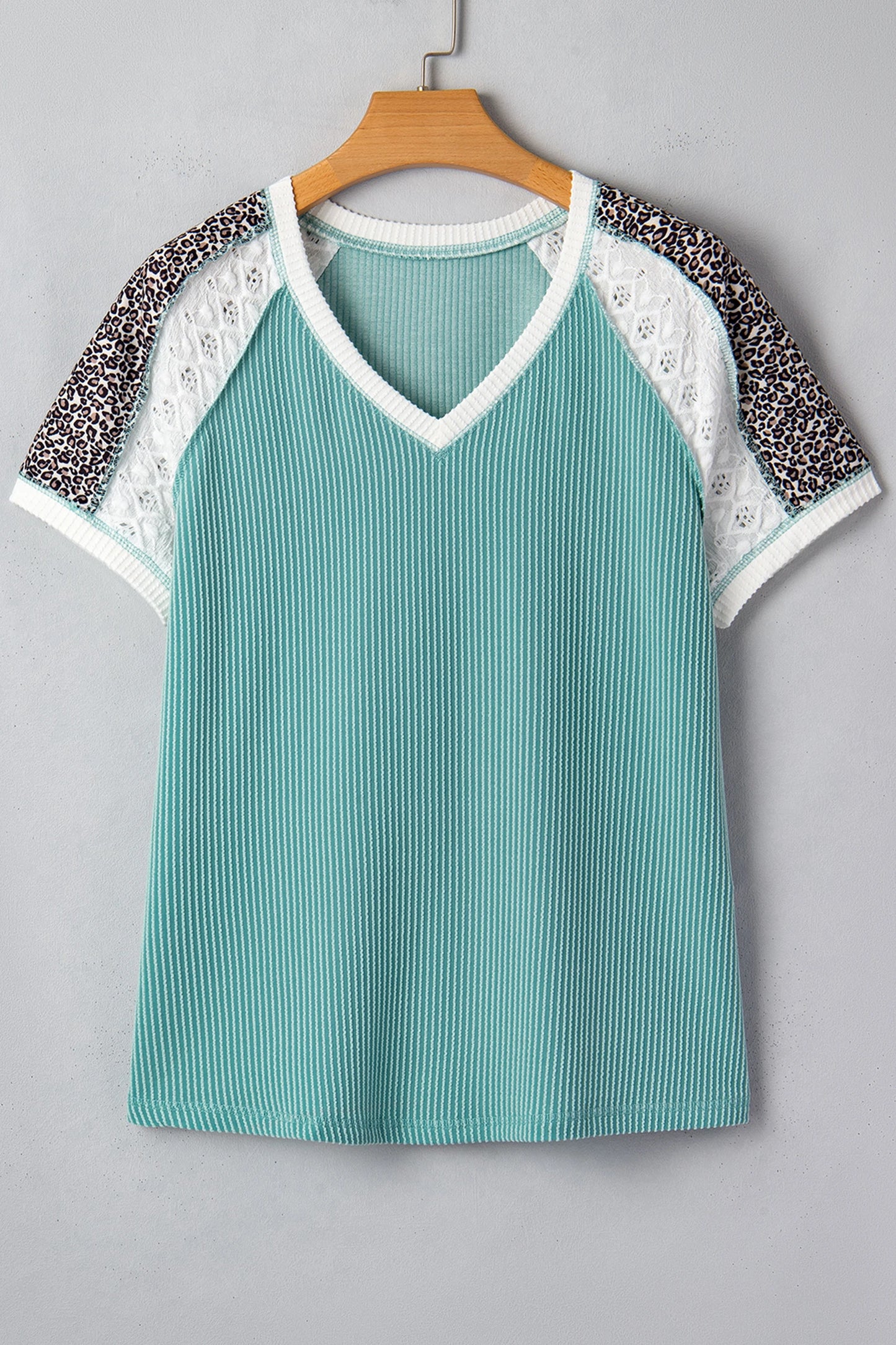 Leopard Lace Twist Ribbed Top | S-XL