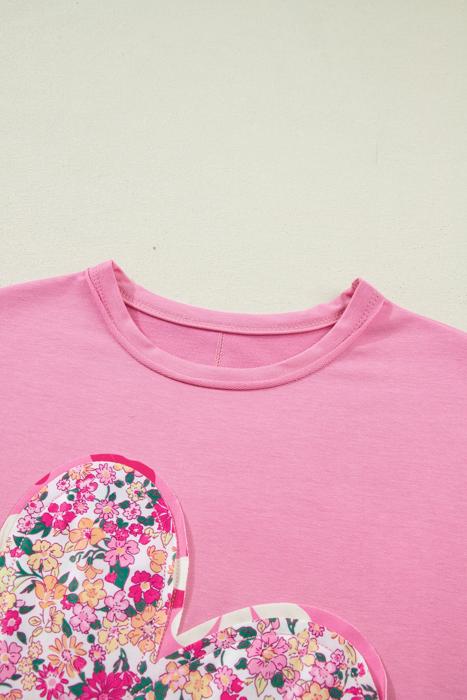 Oversize Floral Patched Raw Seam Big Flower Top | S-XL