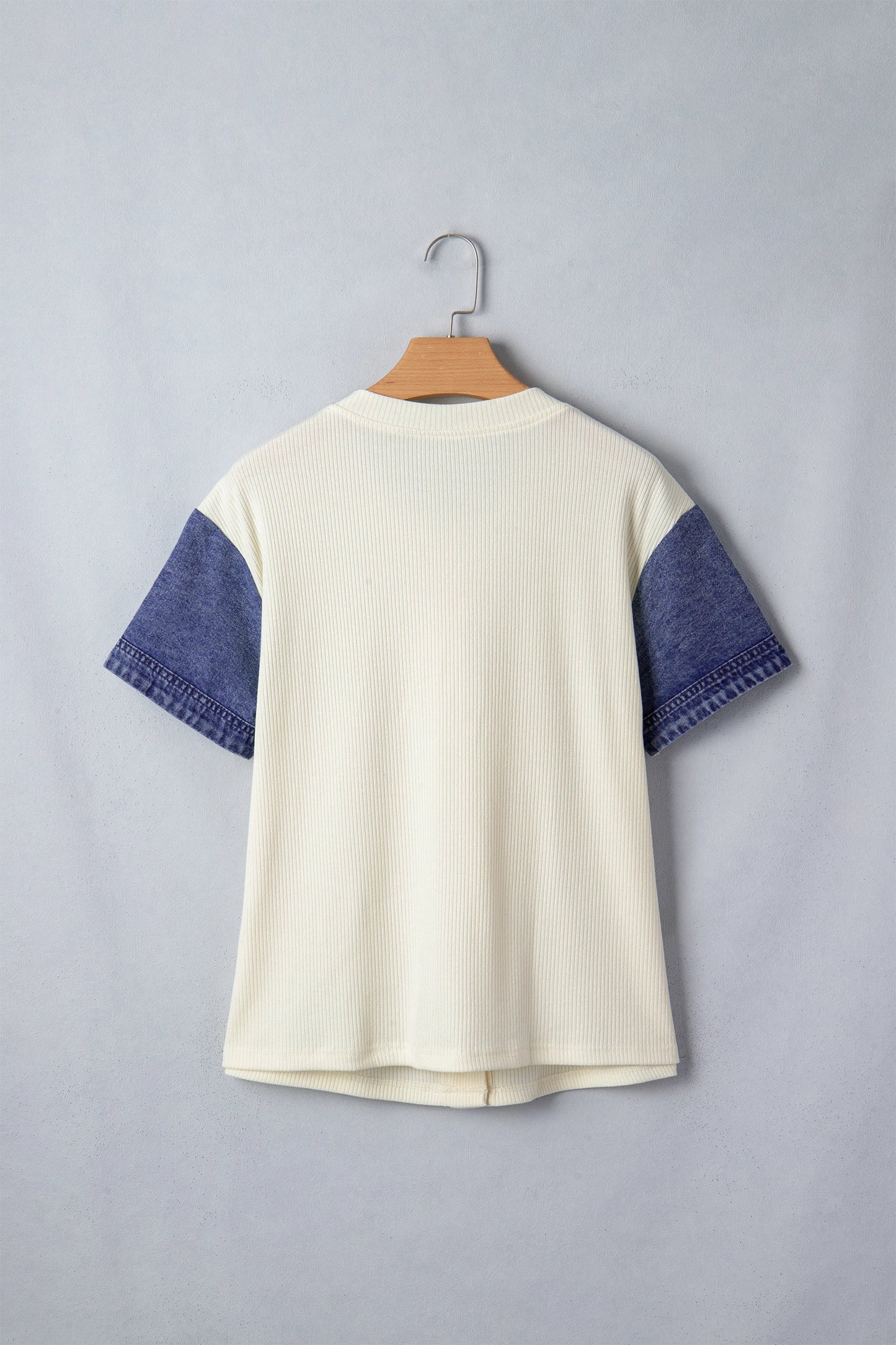 Ribbed Denim Patch Shirt | S-XL