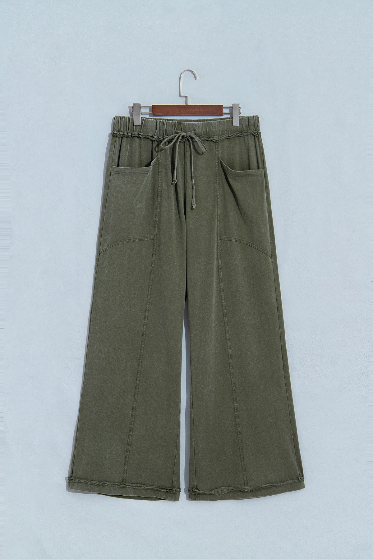 Washed Seam Drawstring Leg Flare Pants | S-XL