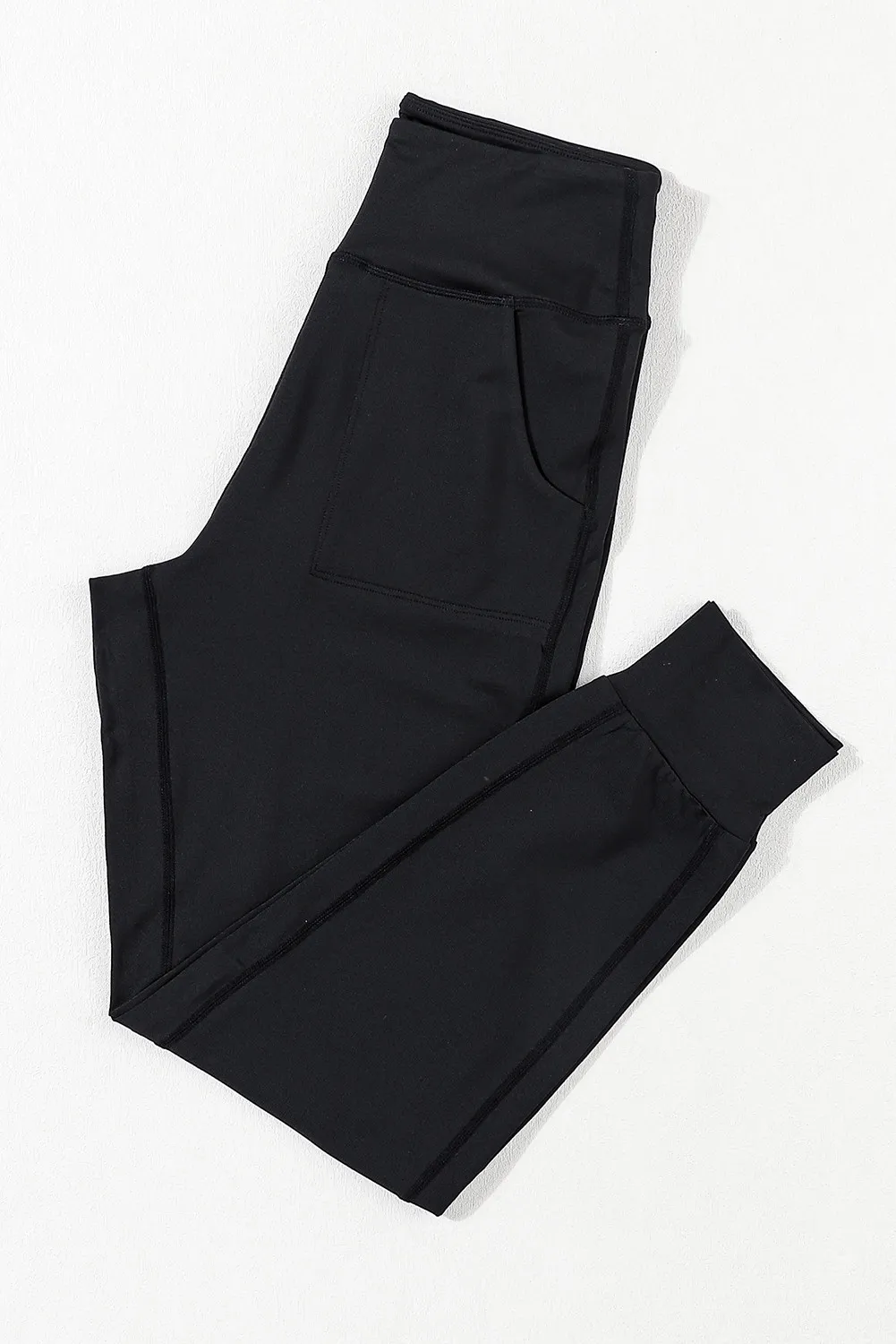 High Waist Pocketed Joggers With Exposed Seam