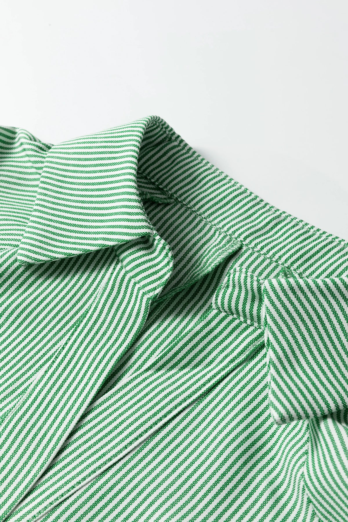 Striped Collared Split Neck Blouse | S-XL