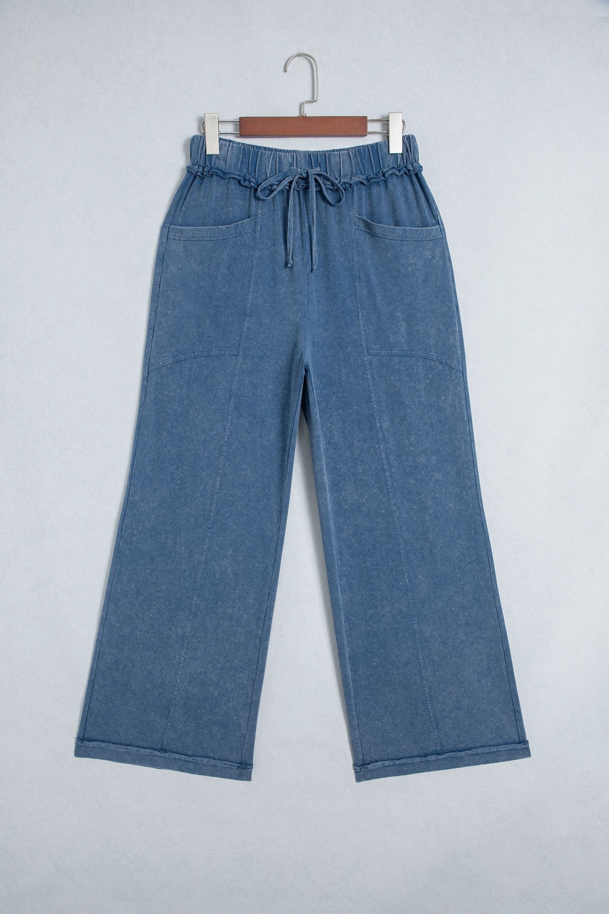 Washed Seam Drawstring Leg Flare Pants | S-XL
