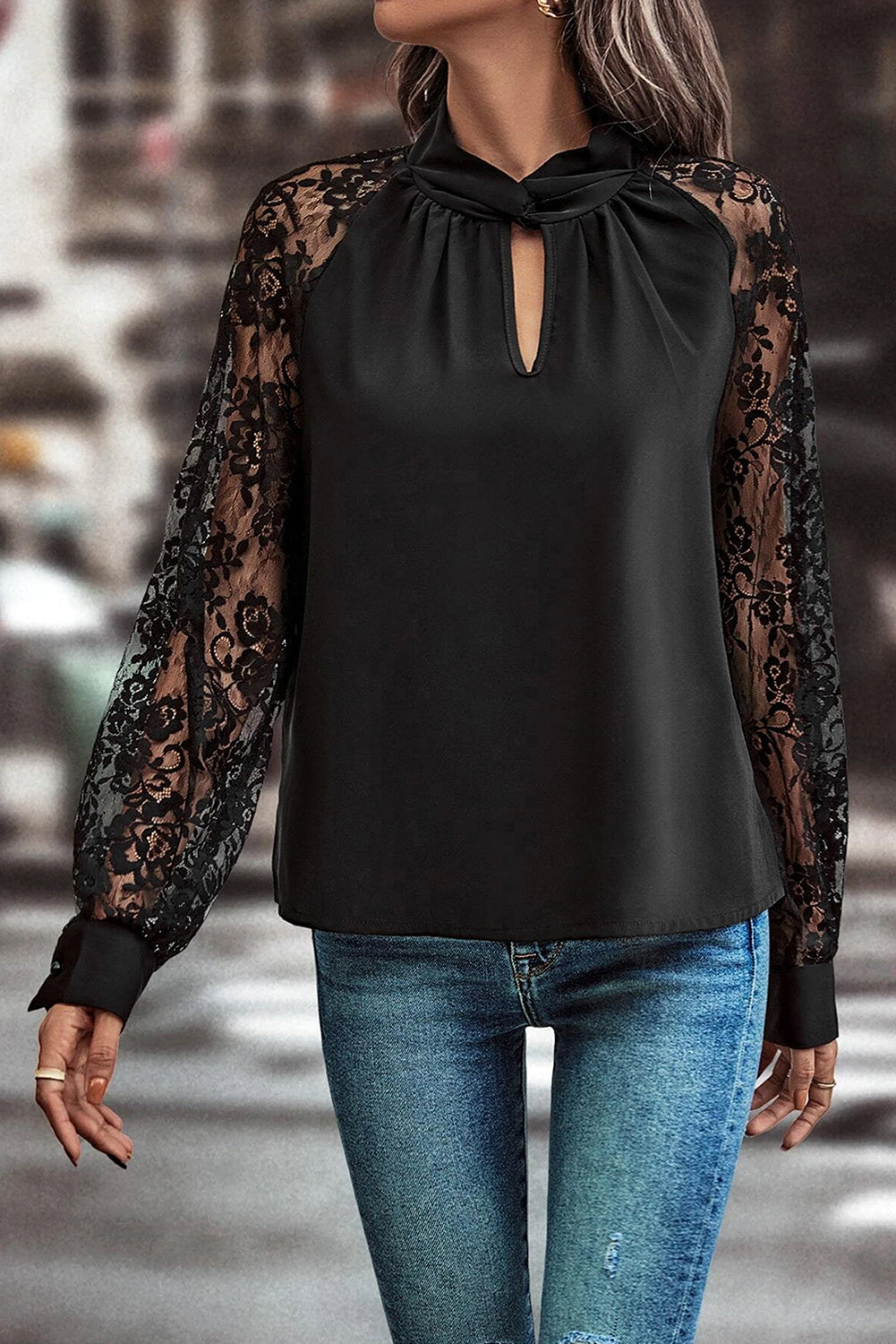 Dreamy Floral Lace Sleeve Blouse