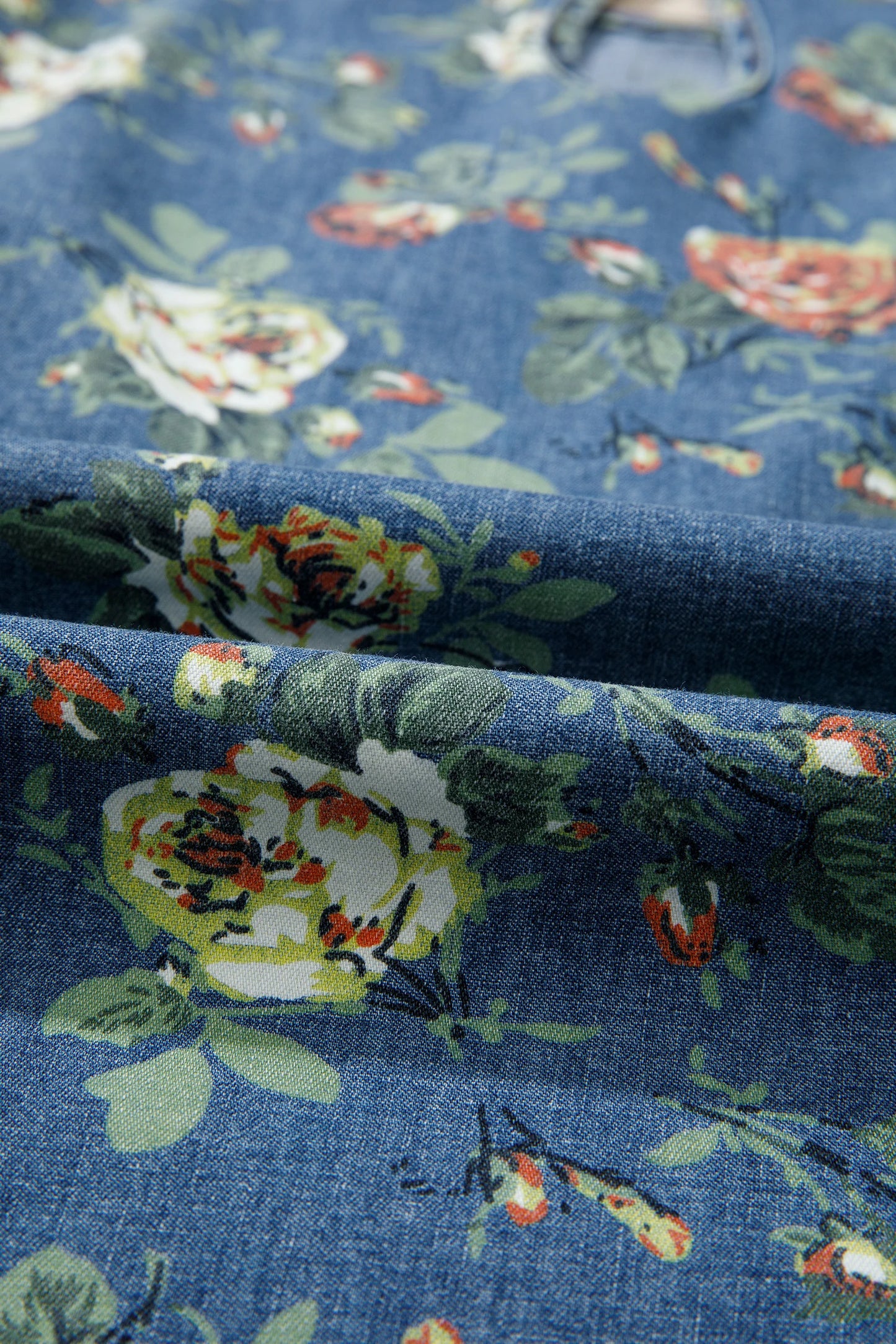 Casual Floral Denim Puff Sleeve Top | S-XL