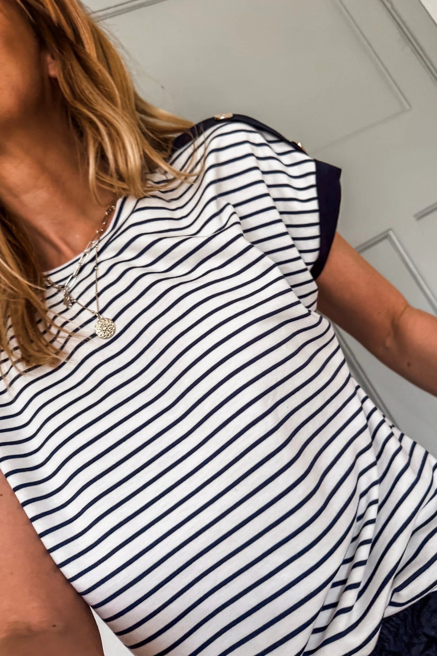 Coastal Stripe Button-Cuff Top | S-XL