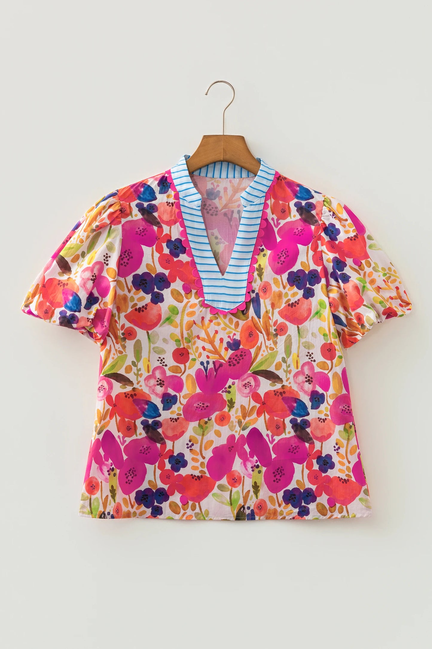 Printed Cotton Floral Puff Sleeve Blouse | S-XL