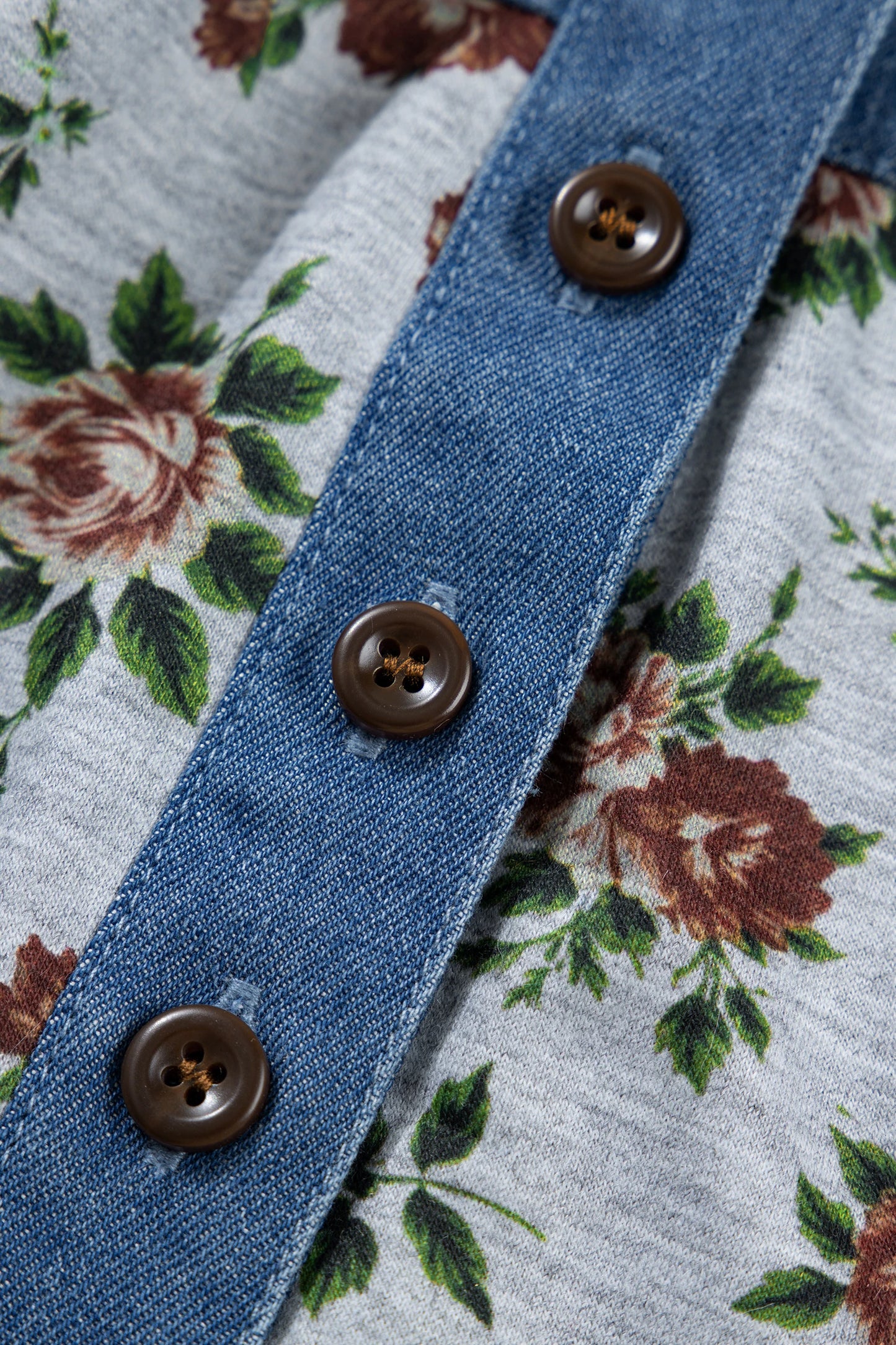 Gorgeous Retro Garden Denim Patchwork Buttoned Collar | S-XL