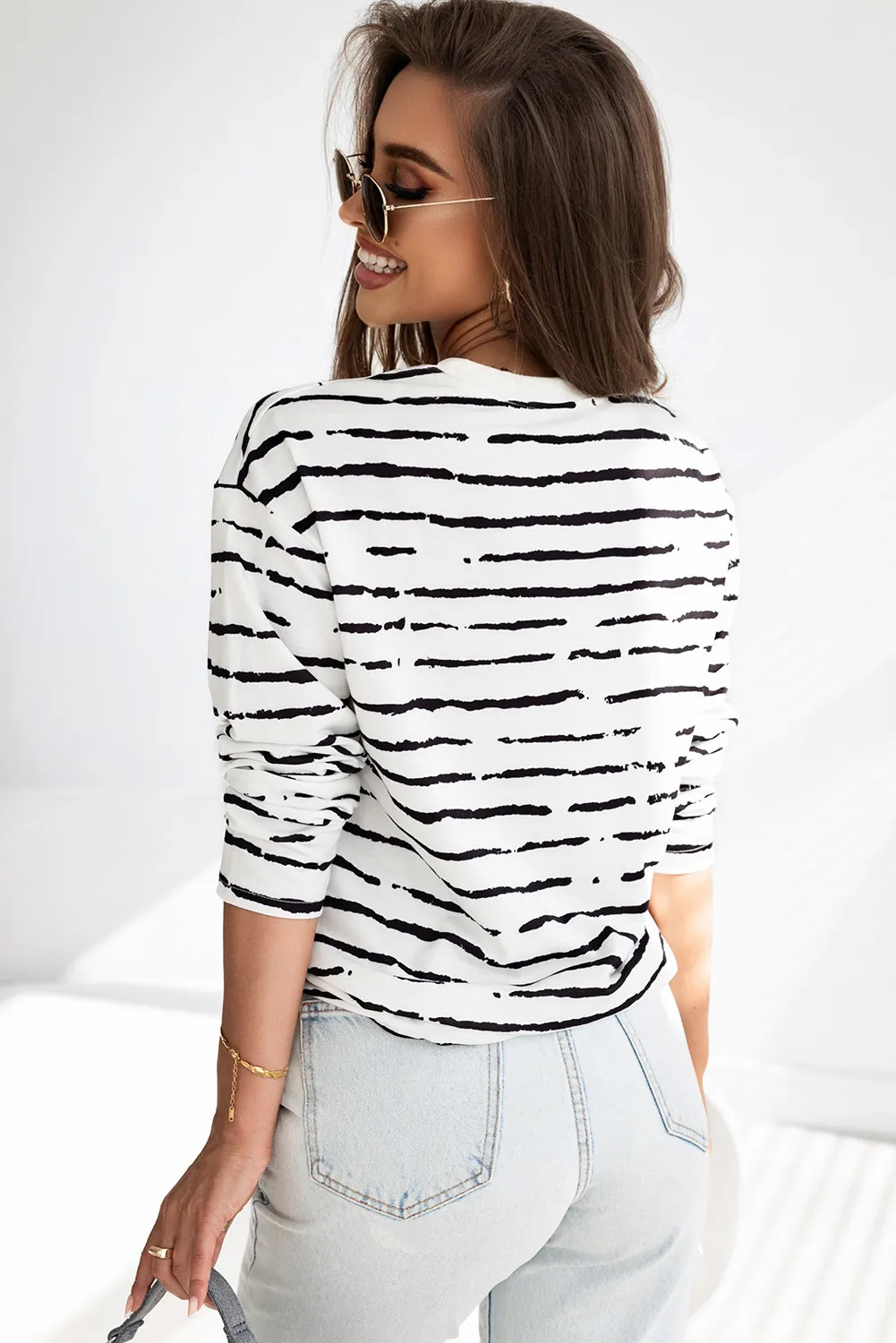 Retro Striped Casual Long Sleeve Top