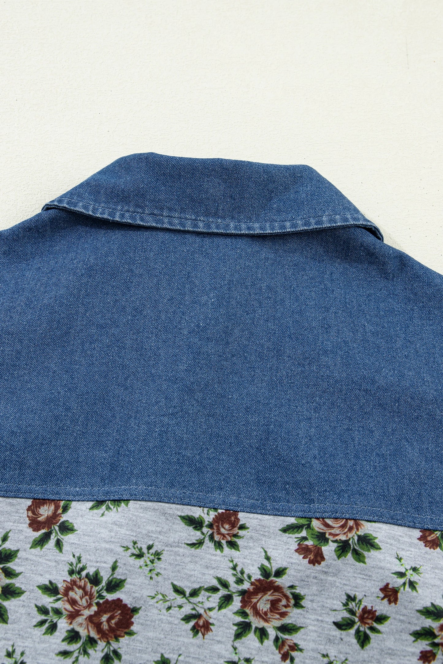 Gorgeous Retro Garden Denim Patchwork Buttoned Collar | S-XL