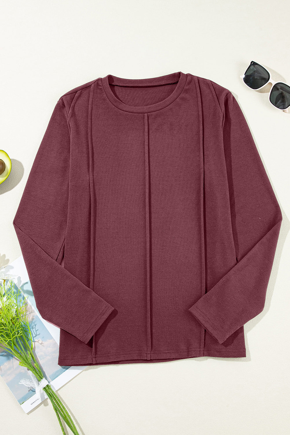 All-Day Seam Detail Long Sleeve Top | S-2XL