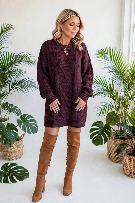 Cozy Cable Knit Sweater Dress | S-XL