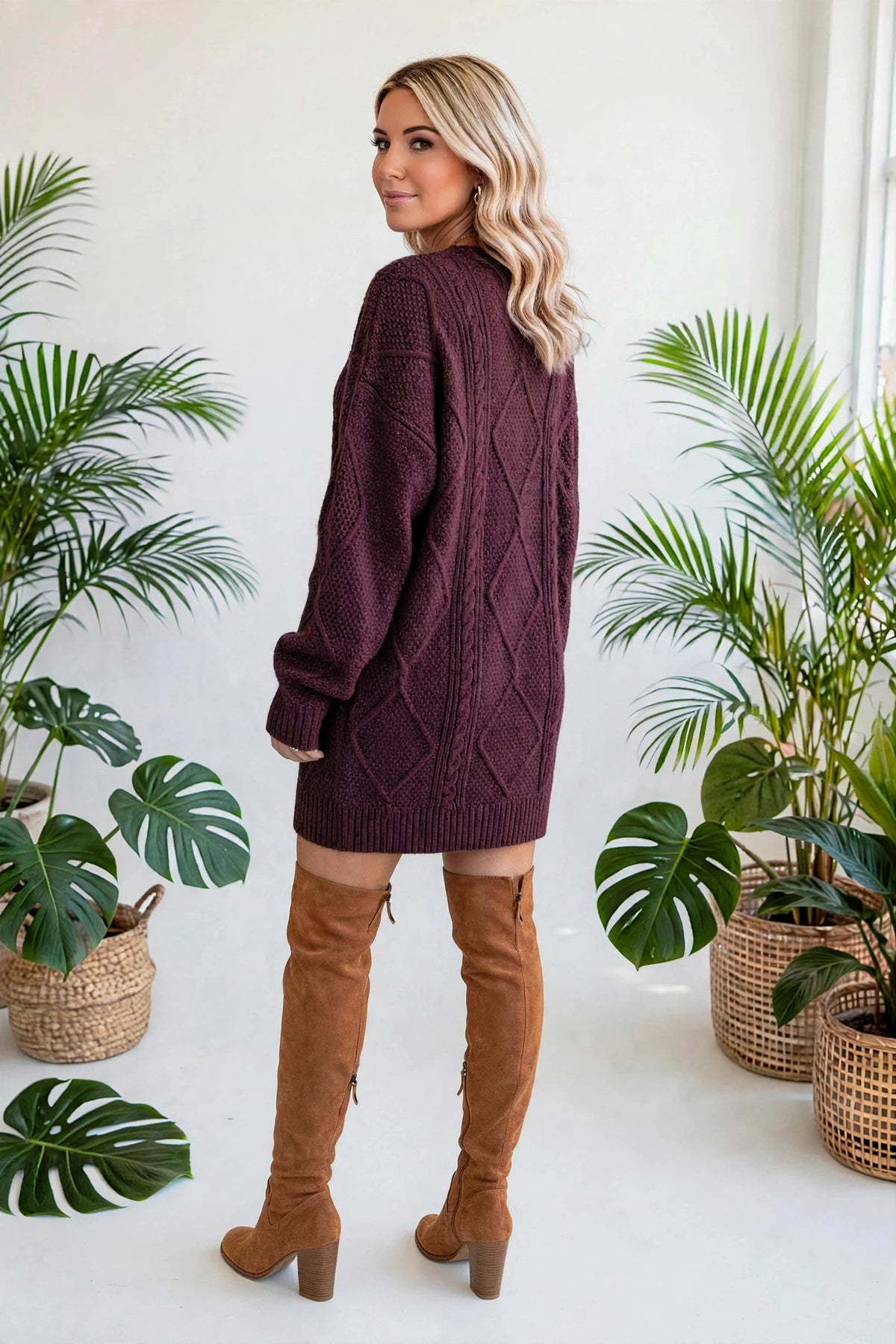 Cozy Cable Knit Sweater Dress | S-XL