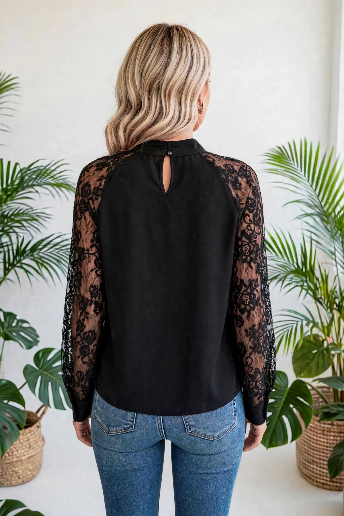 Dreamy Floral Lace Sleeve Blouse