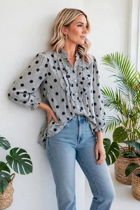 Polka & Stripe Style Shift Top | S-XL