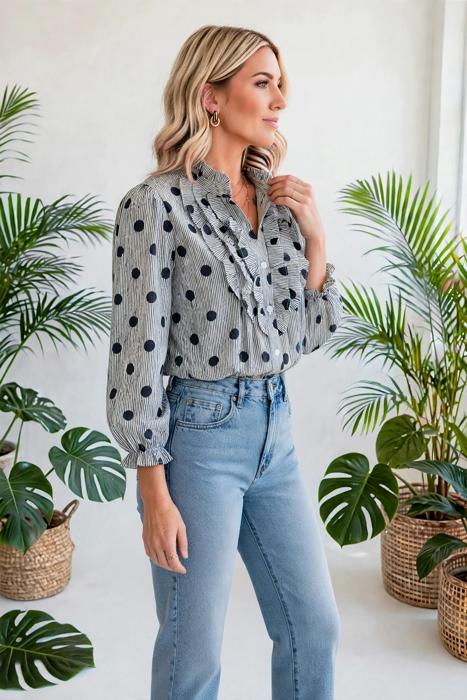 Polka & Stripe Style Shift Top | S-XL