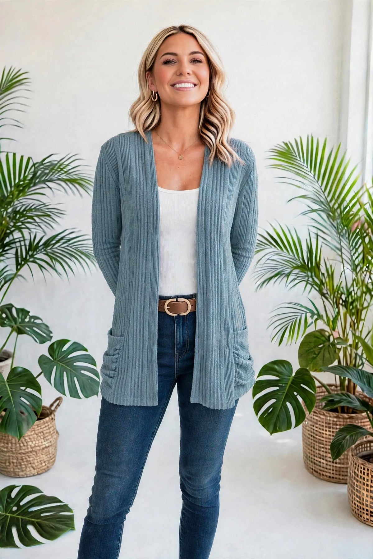Everyday Ribbed Pocket Cardigan | S-XL