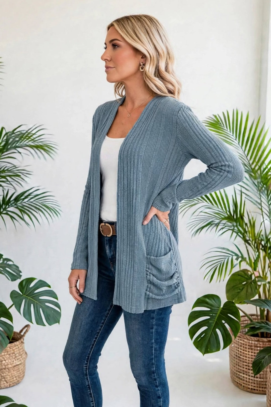Everyday Ribbed Pocket Cardigan | S-XL
