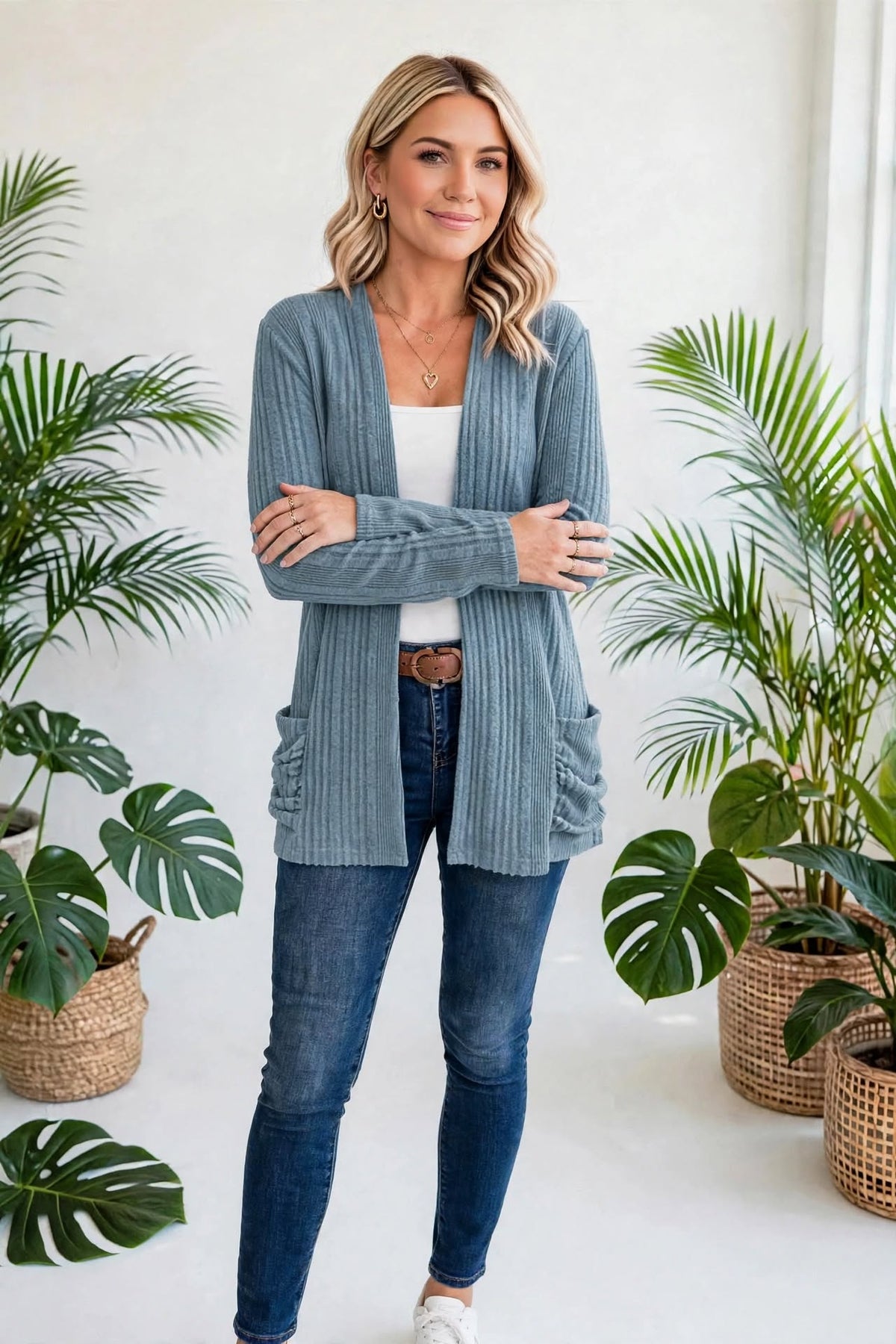 Everyday Ribbed Pocket Cardigan | S-XL